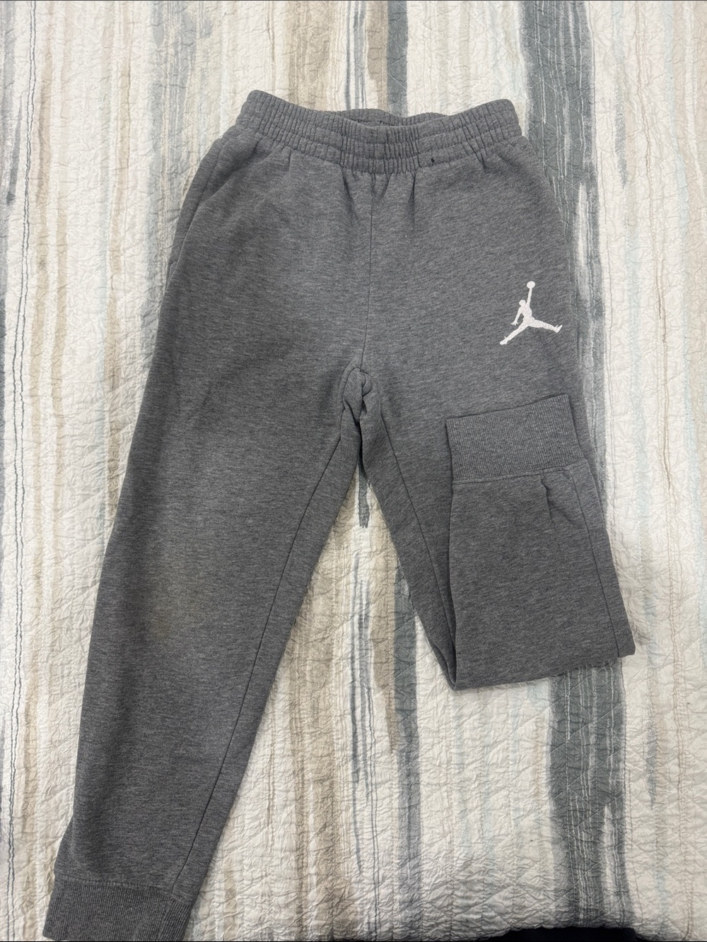 Jordan Boys' Charcoal Grey Joggers with White Jumpman